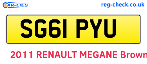 SG61PYU are the vehicle registration plates.