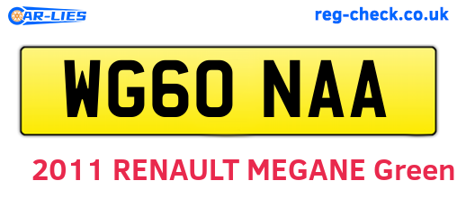 WG60NAA are the vehicle registration plates.