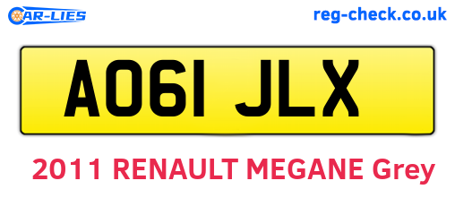 AO61JLX are the vehicle registration plates.