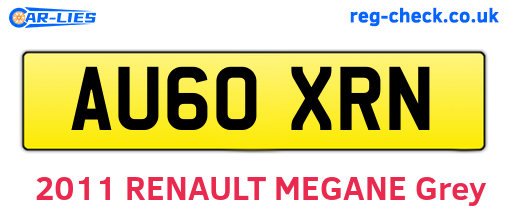 AU60XRN are the vehicle registration plates.