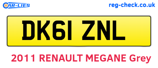 DK61ZNL are the vehicle registration plates.