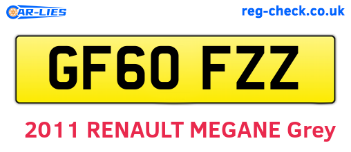 GF60FZZ are the vehicle registration plates.