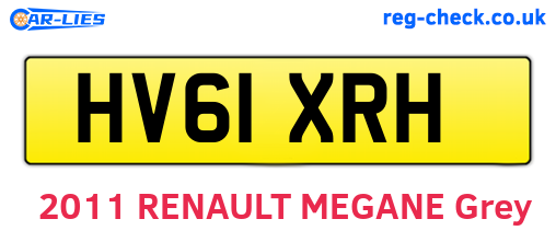 HV61XRH are the vehicle registration plates.