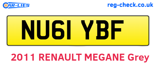 NU61YBF are the vehicle registration plates.