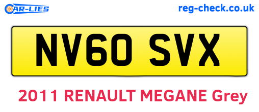 NV60SVX are the vehicle registration plates.