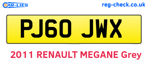 PJ60JWX are the vehicle registration plates.