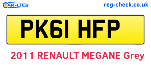 PK61HFP are the vehicle registration plates.