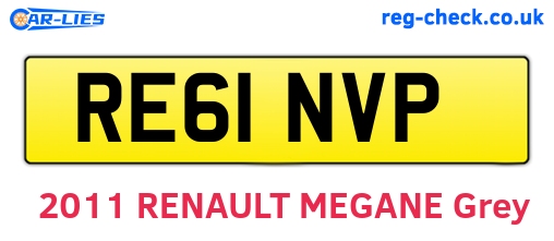 RE61NVP are the vehicle registration plates.