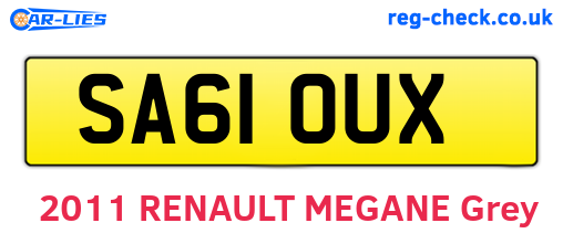 SA61OUX are the vehicle registration plates.