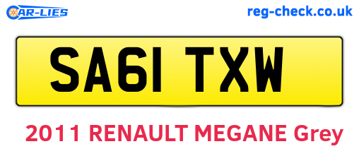 SA61TXW are the vehicle registration plates.