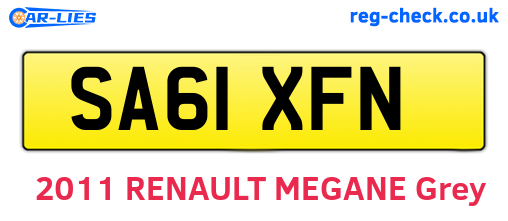 SA61XFN are the vehicle registration plates.