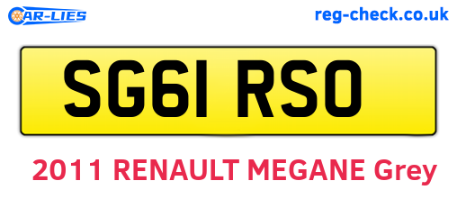 SG61RSO are the vehicle registration plates.