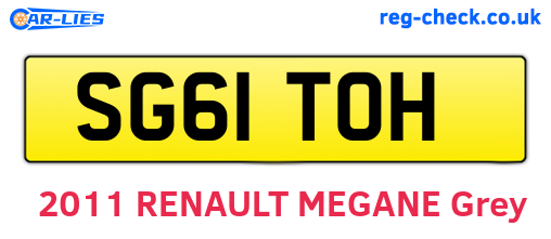 SG61TOH are the vehicle registration plates.