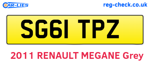 SG61TPZ are the vehicle registration plates.
