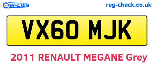 VX60MJK are the vehicle registration plates.