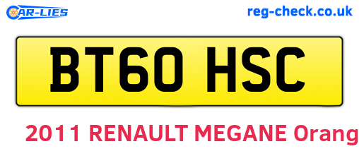 BT60HSC are the vehicle registration plates.