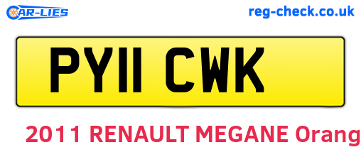 PY11CWK are the vehicle registration plates.