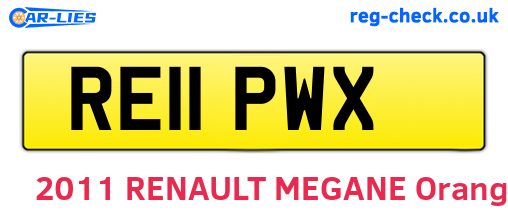 RE11PWX are the vehicle registration plates.