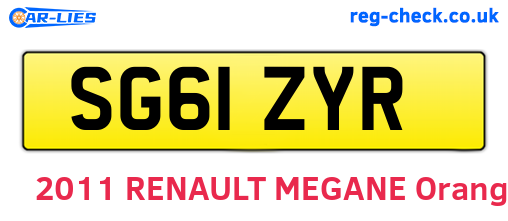 SG61ZYR are the vehicle registration plates.