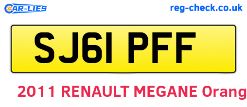 SJ61PFF are the vehicle registration plates.