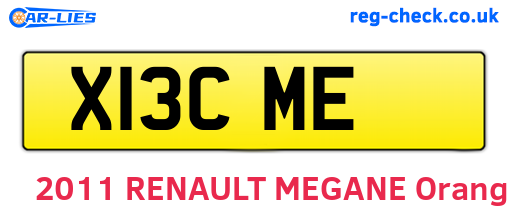 X13CME are the vehicle registration plates.