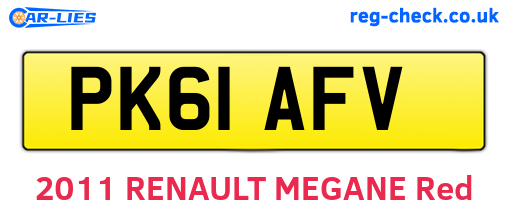 PK61AFV are the vehicle registration plates.