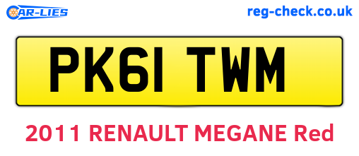 PK61TWM are the vehicle registration plates.