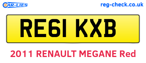 RE61KXB are the vehicle registration plates.