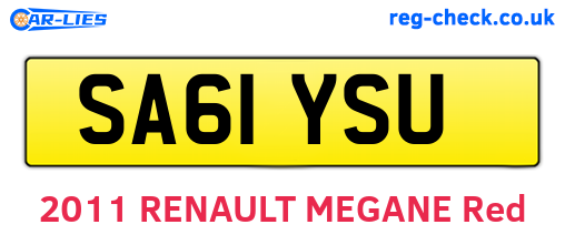 SA61YSU are the vehicle registration plates.