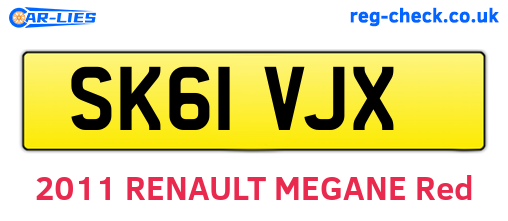 SK61VJX are the vehicle registration plates.