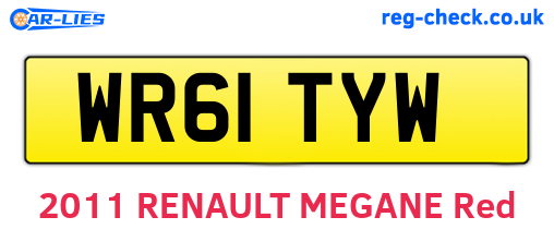 WR61TYW are the vehicle registration plates.