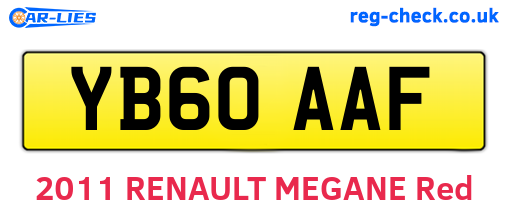 YB60AAF are the vehicle registration plates.