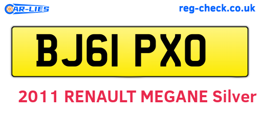 BJ61PXO are the vehicle registration plates.