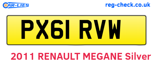 PX61RVW are the vehicle registration plates.