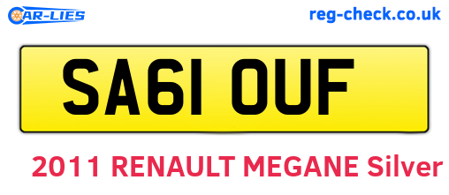 SA61OUF are the vehicle registration plates.