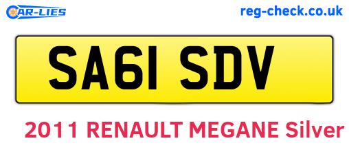 SA61SDV are the vehicle registration plates.