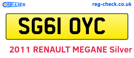SG61OYC are the vehicle registration plates.
