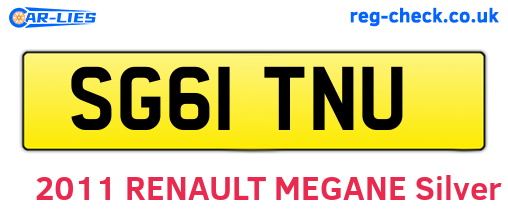 SG61TNU are the vehicle registration plates.