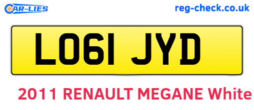 LO61JYD are the vehicle registration plates.