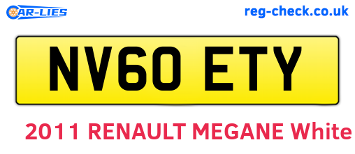 NV60ETY are the vehicle registration plates.