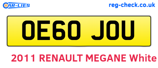 OE60JOU are the vehicle registration plates.