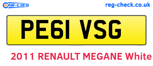 PE61VSG are the vehicle registration plates.