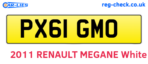 PX61GMO are the vehicle registration plates.