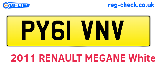 PY61VNV are the vehicle registration plates.