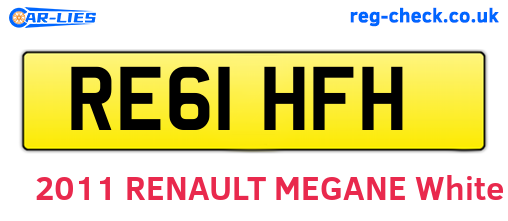 RE61HFH are the vehicle registration plates.