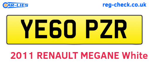 YE60PZR are the vehicle registration plates.