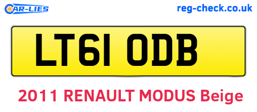 LT61ODB are the vehicle registration plates.