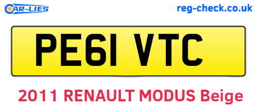 PE61VTC are the vehicle registration plates.