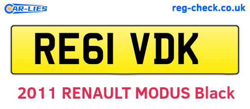 RE61VDK are the vehicle registration plates.