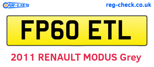 FP60ETL are the vehicle registration plates.